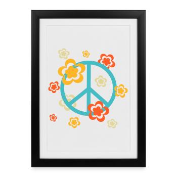 70s Flower Pattern - Framed poster (27 × 37 cm) - black - Front