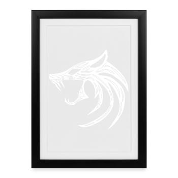 Loup démoniaque blanc - Affiche encadrée (27 × 37 cm) - noir - Devant