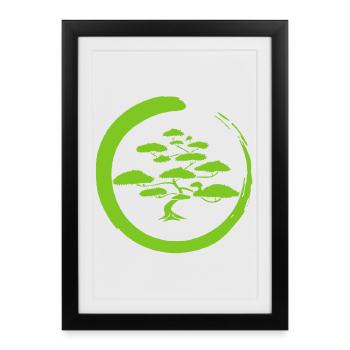 Arbre du Japon vert - Affiche encadrée (27 × 37 cm) - noir - Devant