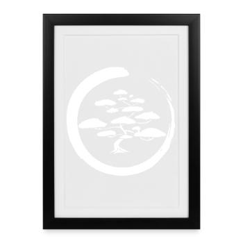 Arbre du Japon blanc - Affiche encadrée (27 × 37 cm) - noir - Devant