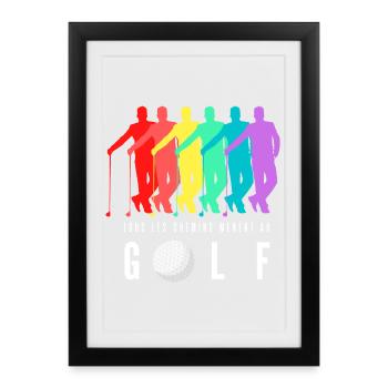 Tous les Chemins Mènent au Golf - Affiche encadrée (27 × 37 cm) - noir - Devant