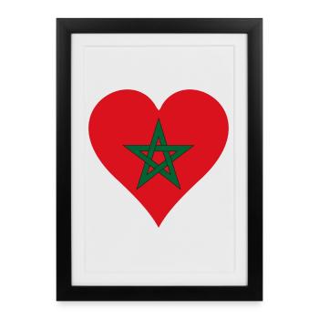 Maroc Flag Coeur - Affiche encadrée (27 × 37 cm) - noir - Devant