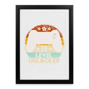 Thirty Unlocked Retro Controller - Framed poster (27 × 37 cm) - black - Front