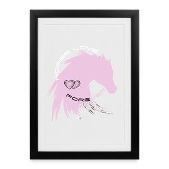 Cheval Amour Équitation Sport Cheval Amour Pink Mane Gir - Affiche encadrée (27 × 37 cm) - noir - Devant