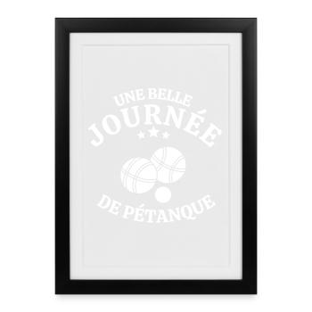 pétanque, bouliste, jouer à la pétanque - Affiche encadrée (27 × 37 cm) - noir - Devant