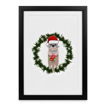 Noël des loutres - Chemises amusantes - Cadeau de l’Avent - Affiche encadrée (27 × 37 cm) - noir - Devant