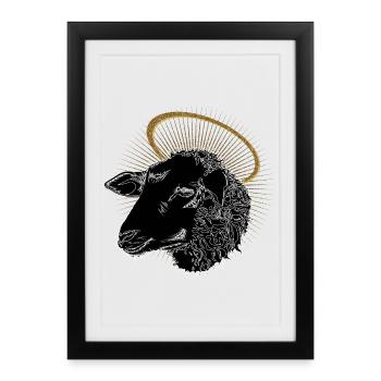 Halo doré de mouton noir - Affiche encadrée (27 × 37 cm) - noir - Devant