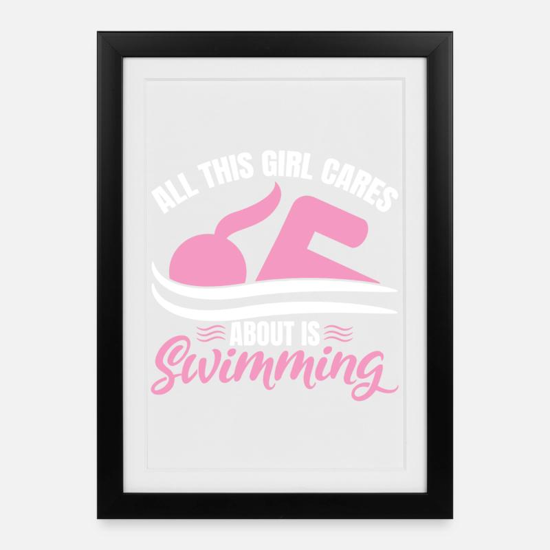Schwimmer Mädchen - Gerahmtes Poster (27 × 37 cm) - Schwarz