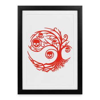 Red tree with skulls - Framed poster (27 × 37 cm) - black - Front