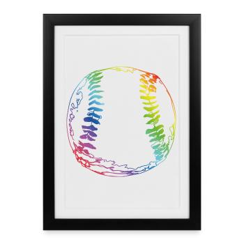 Croquis de baseball - Affiche encadrée (27 × 37 cm) - noir - Devant