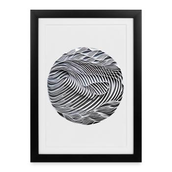 Abstract black and white waves - Framed poster (27 × 37 cm) - black - Front