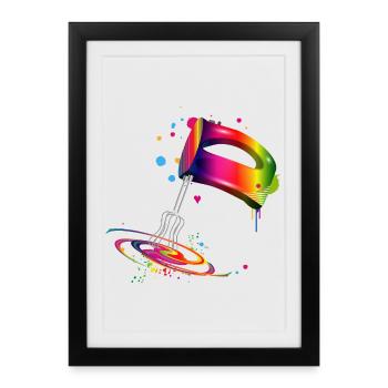 Batteur à main aux couleurs vives de l’arc-en-ciel - Affiche encadrée (27 × 37 cm) - noir - Devant