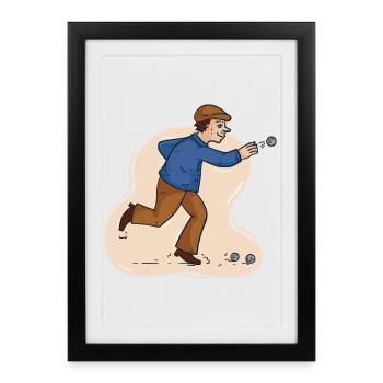 Boules boules boules pour boule pétanque boule - Affiche encadrée (27 × 37 cm) - noir - Devant