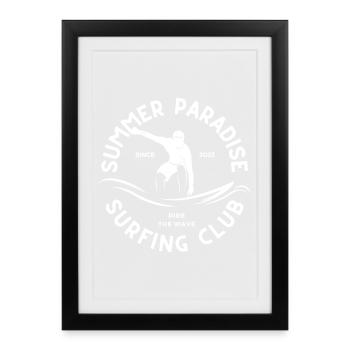 surf, surfing, surfing club, spot de surf - Affiche encadrée (27 × 37 cm) - noir - Devant