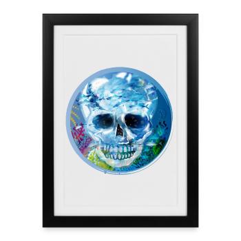 Crâne coloré extravagant sous l’eau - Affiche encadrée (27 × 37 cm) - noir - Devant