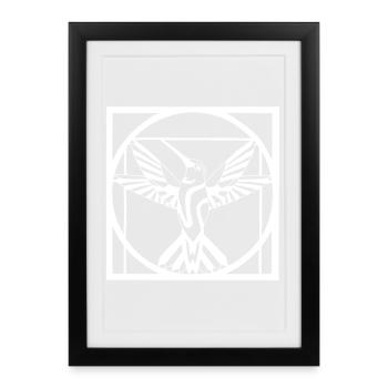 Oiseau blanc Vitruve - Affiche encadrée (27 × 37 cm) - noir - Devant