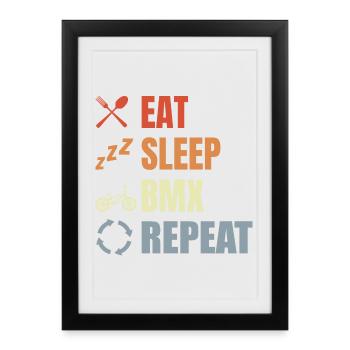 Manger Sommeil BMX Répéter - Affiche encadrée (27 × 37 cm) - noir - Devant