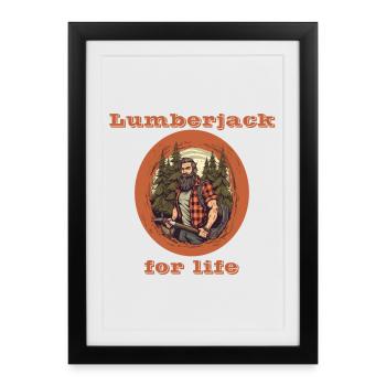Bûcheron pour la vie - Affiche encadrée (27 × 37 cm) - noir - Devant
