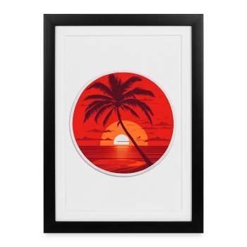 Coucher de soleil - Affiche encadrée (27 × 37 cm) - noir - Devant