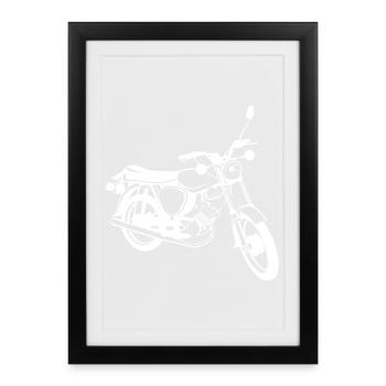 Simson S51 Mobylette Légende Illustration Moto RDA - Affiche encadrée (27 × 37 cm) - noir - Devant