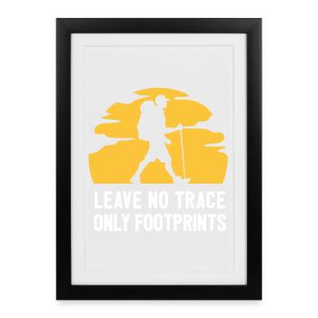 Hiking - Leave No Trace, Only Footprints - Framed poster (27 × 37 cm) - black - Front