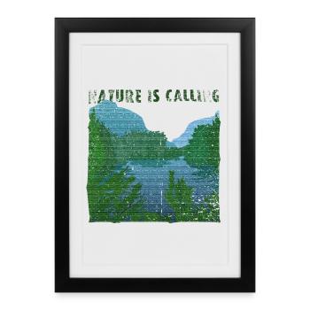 La nature appelle l’effet de jute de paysage fluvial - Affiche encadrée (27 × 37 cm) - noir - Devant