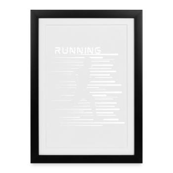 Courir, facile, actif, courir, rayures cool - Affiche encadrée (27 × 37 cm) - noir - Devant
