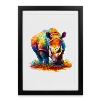 Rhinocéros - Affiche encadrée (27 × 37 cm) - noir - Devant