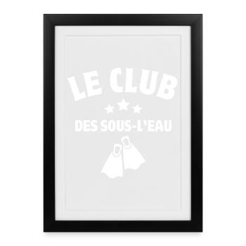 club de plongée, moniteur de plongée, plongeur - Affiche encadrée (27 × 37 cm) - noir - Devant