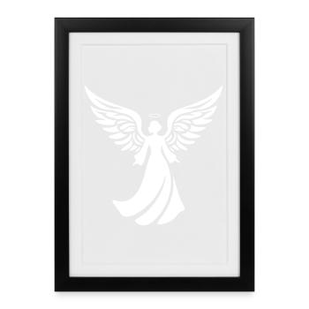 Angel Silhouette Christmas Halo - Framed poster (27 × 37 cm) - black - Front