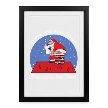 Funny Santa Claus - Framed poster (27 × 37 cm) - black - Front