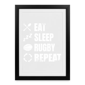 Horaire quotidien des joueurs de rugby - Affiche encadrée (27 × 37 cm) - noir - Devant
