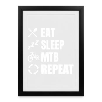 Eat Sleep MTB Repeat - Affiche encadrée (27 × 37 cm) - noir - Devant