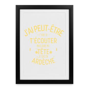 Dans ma Tête je suis En Ardèche - Affiche encadrée (27 × 37 cm) - noir - Devant