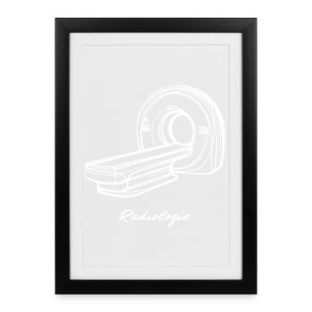 Radiologie Scanner IRM One Line Art Manip Radio - Affiche encadrée (27 × 37 cm) - noir - Devant