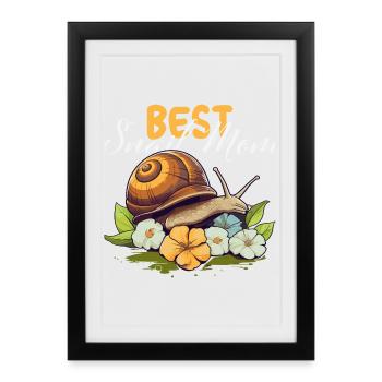 Meilleure maman escargot - Pour les amateurs d’escargots - Affiche encadrée (27 × 37 cm) - noir - Devant