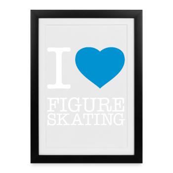 I LOVE FIGURE SKATING Eiskunstlaufen - Framed poster (27 × 37 cm) - black - Front