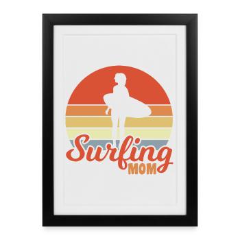 Maman surfeuse - Affiche encadrée (27 × 37 cm) - noir - Devant