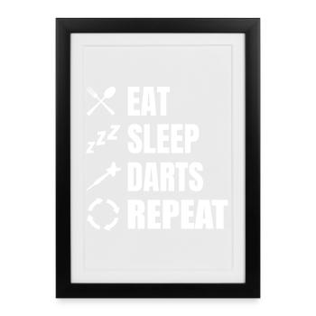 Eating, sleeping, repeating darts - Framed poster (27 × 37 cm) - black - Front