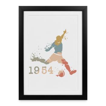 Footballeur rétro 1954 vintage équipe anniversaire - Affiche encadrée (27 × 37 cm) - noir - Devant