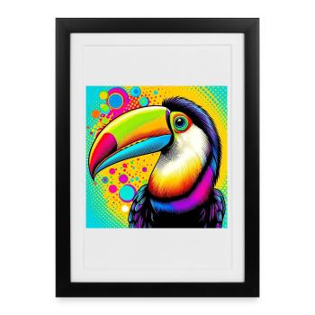 Toucan Pop Art - Affiche encadrée (27 × 37 cm) - noir - Devant