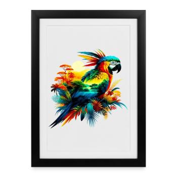 Perroquet - Affiche encadrée (27 × 37 cm) - noir - Devant