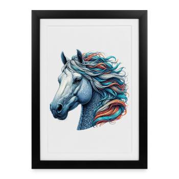Cheval - Affiche encadrée (27 × 37 cm) - noir - Devant