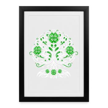 Arbre de vie de la Saint-Patrick avec des trèfles - Affiche encadrée (27 × 37 cm) - noir - Devant