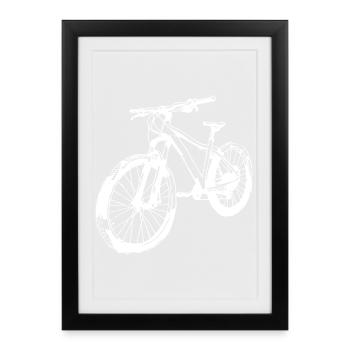 Mountain Bike Line Art - Framed poster (27 × 37 cm) - black - Front
