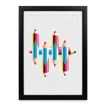 Colorful crayons - Framed poster (27 × 37 cm) - black - Front