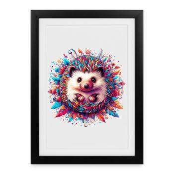 Hedgehog - Framed poster (27 × 37 cm) - black - Front