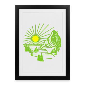 Paysage de vacances (vert) - Affiche encadrée (27 × 37 cm) - noir - Devant