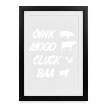 Oink Mooo Cluck Baa - Affiche encadrée (27 × 37 cm) - noir - Devant