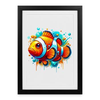 Poisson-clown - Affiche encadrée (27 × 37 cm) - noir - Devant